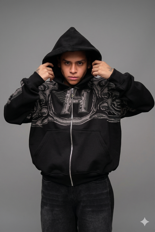 Polera Boxy Fit Franela - Negra
