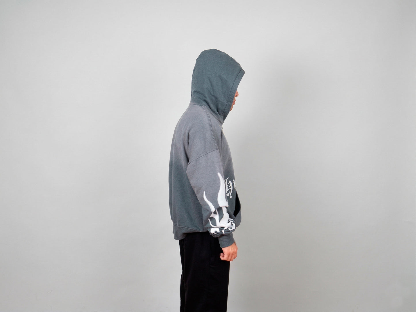 Hoodie Boxy Fit Focalizado -French terry Premiun Vintage Grey
