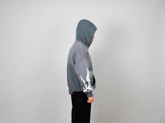 Hoodie Boxy Fit Focalizado -French terry Premiun Vintage Grey