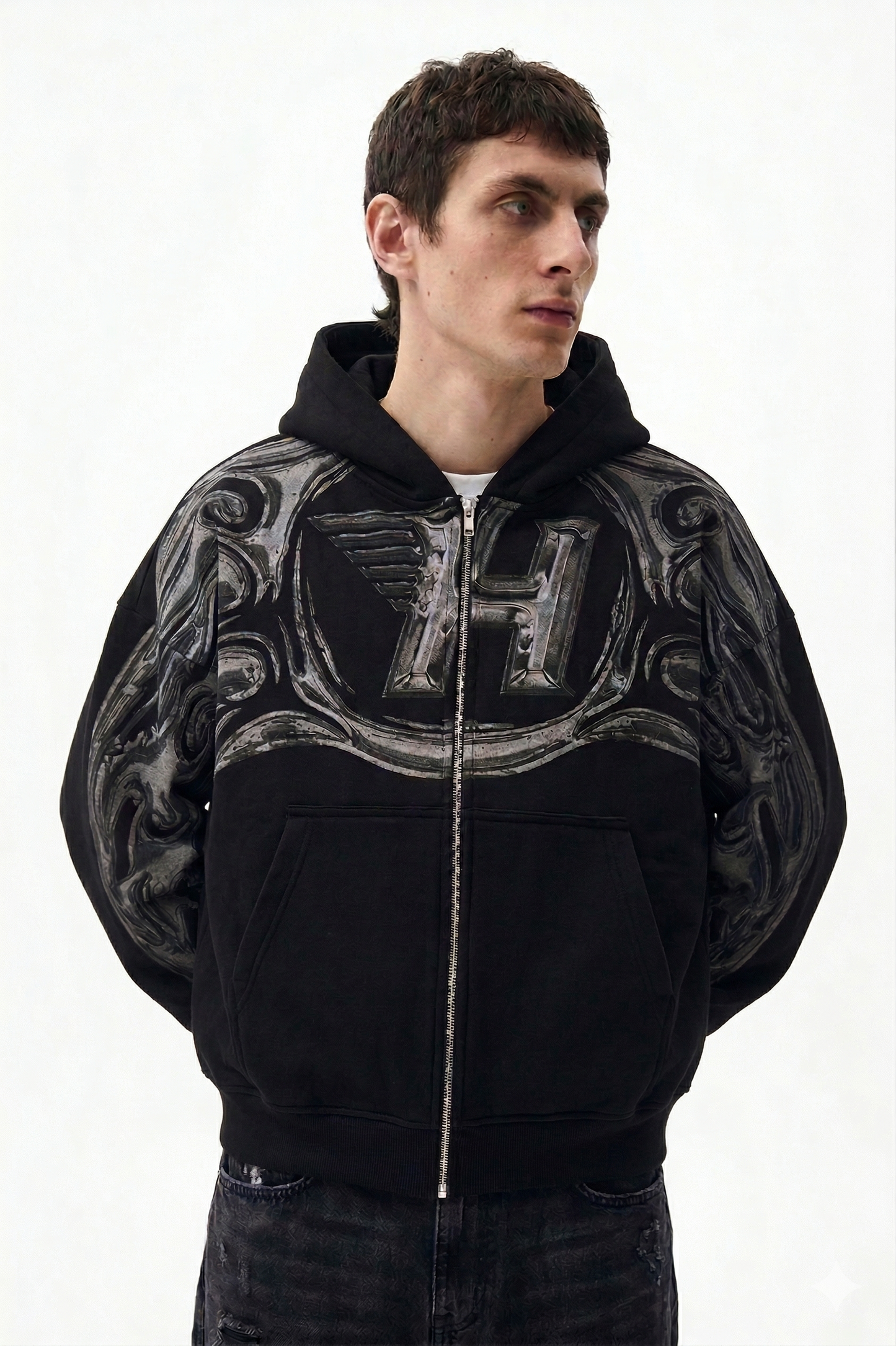 Polera Boxy Fit Franela - Negra