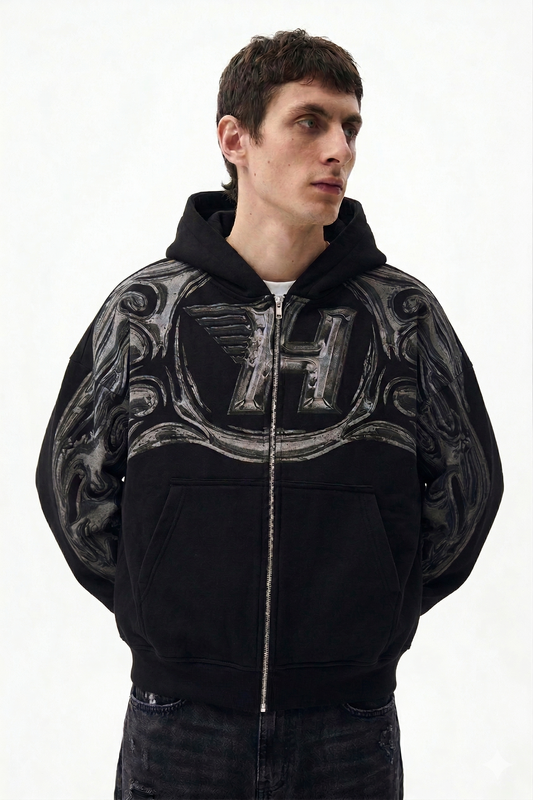 Polera Boxy Fit Franela - Negra